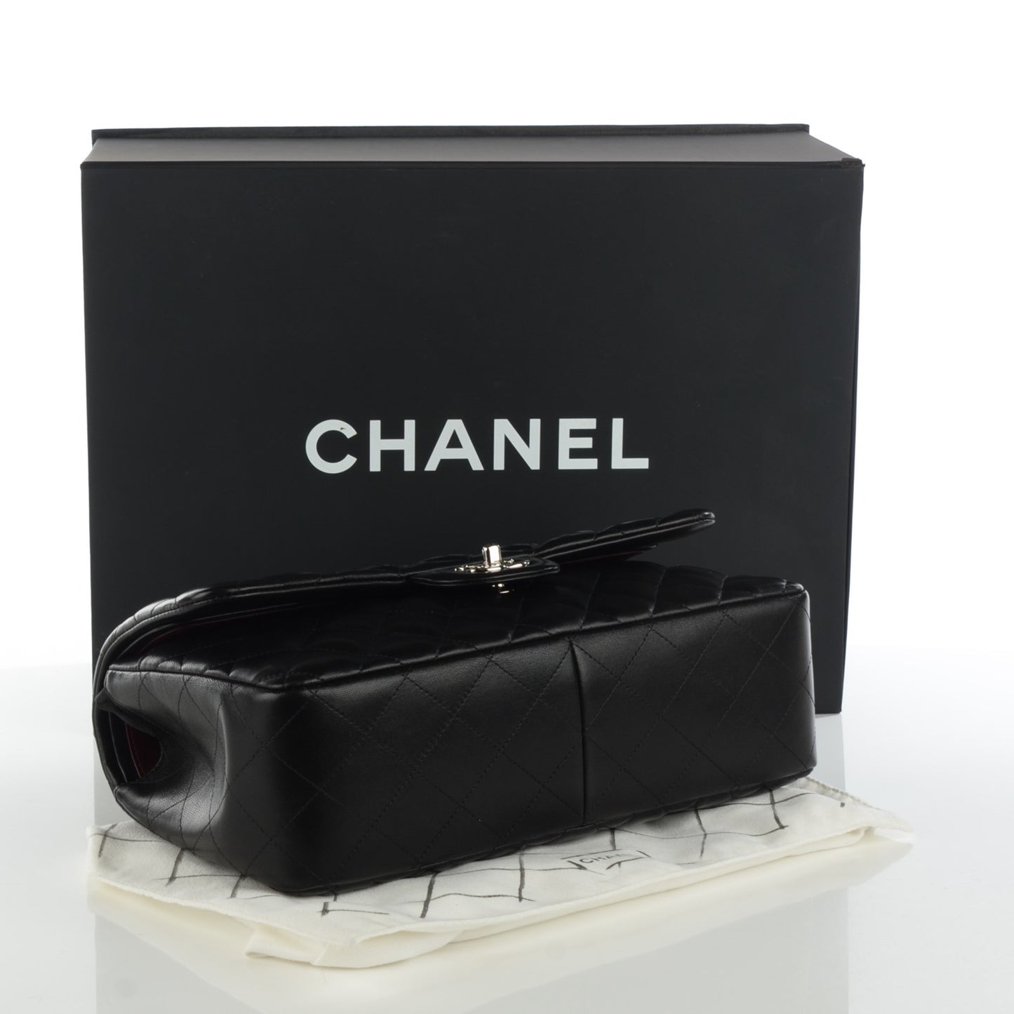 Lambskin Quilted Jumbo Double Flap Black