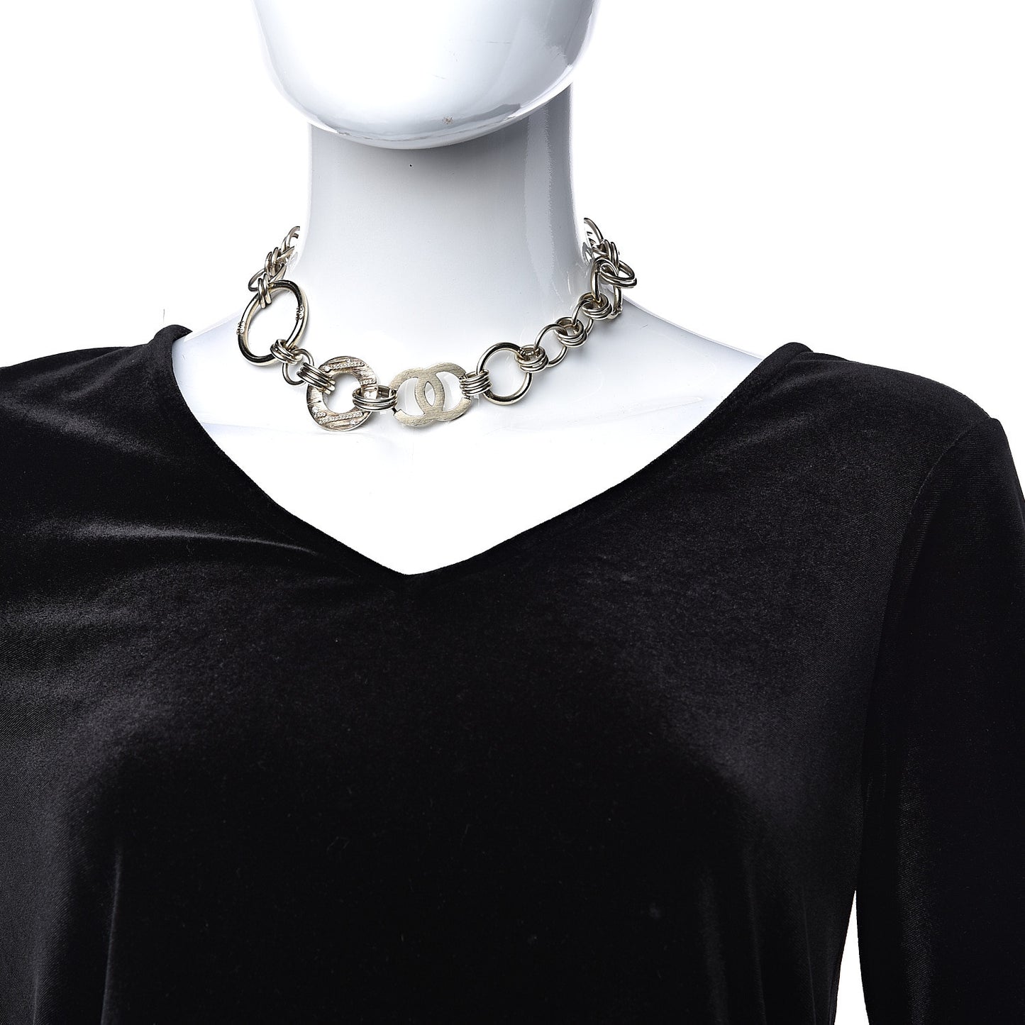 Crystal Chain CC Short Necklace Gold