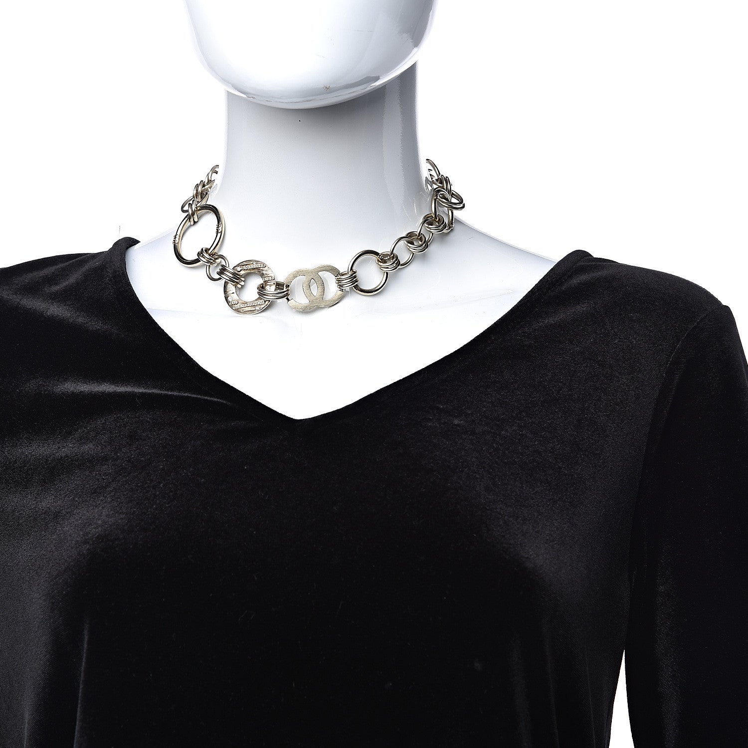 Chanel Crystal Chain CC Short Necklace Gold 2 of 4