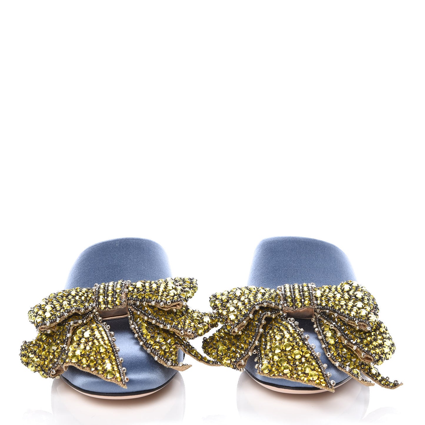 Silk Satin Crystal Embellished Bow Mules 38 Carta Zucchero