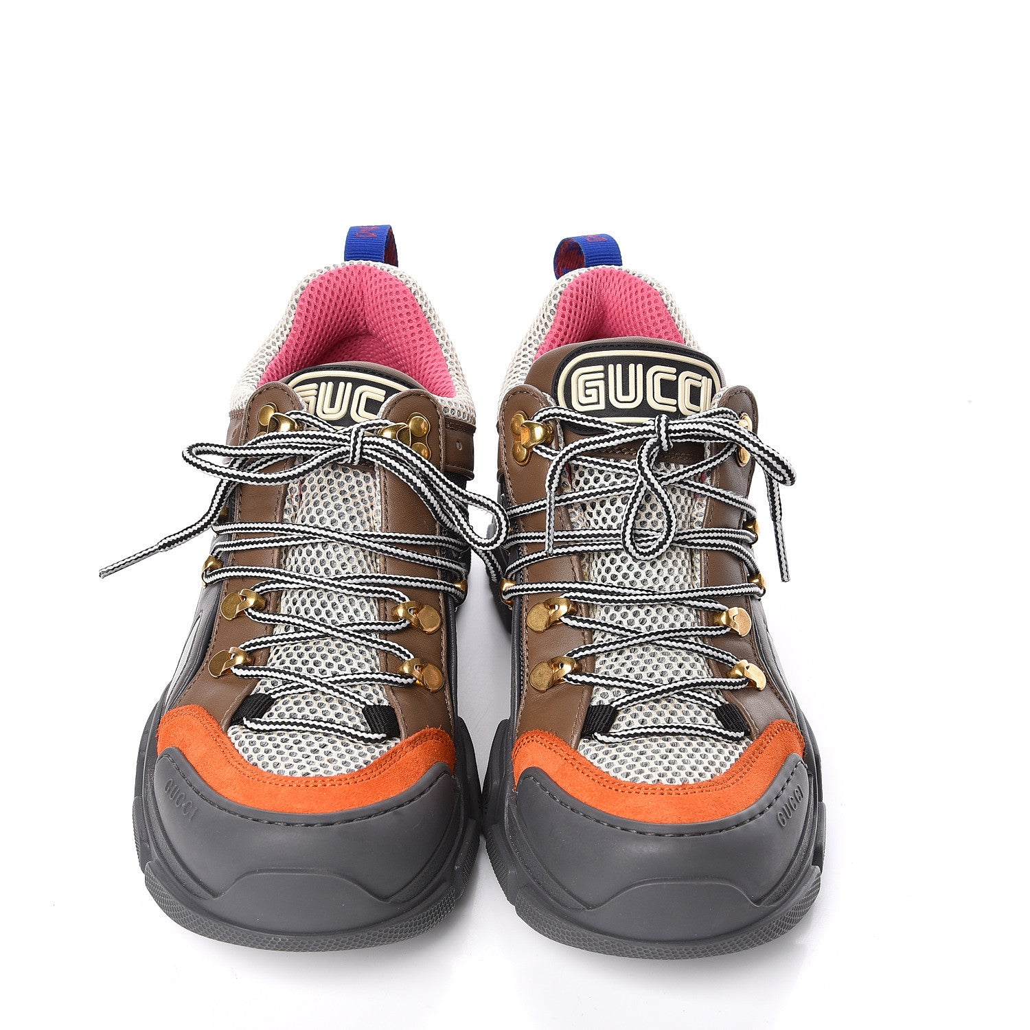 Gucci X SEGA Mesh Canvas Calfskin Womens Flashtrek Sneakers White Box Pink Ardesia Loess 7 of 10