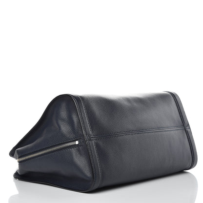 Alexander McQueen Pebbled Calfskin Large Skull Padlock Zip Around Tote Navy 4 of 10