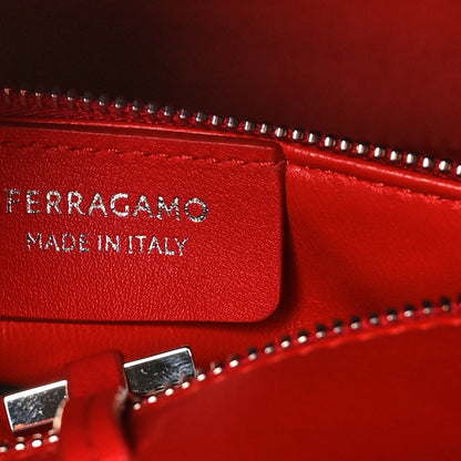 Salvatore Ferragamo Natural Grain Calfskin Medium Hug Bag Flame Red 5 of 9