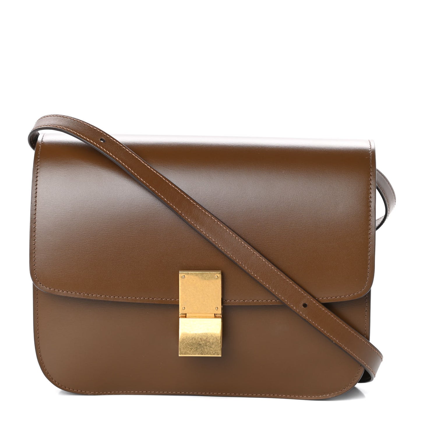 Box Calfskin Medium Classic Box Flap Bag Camel