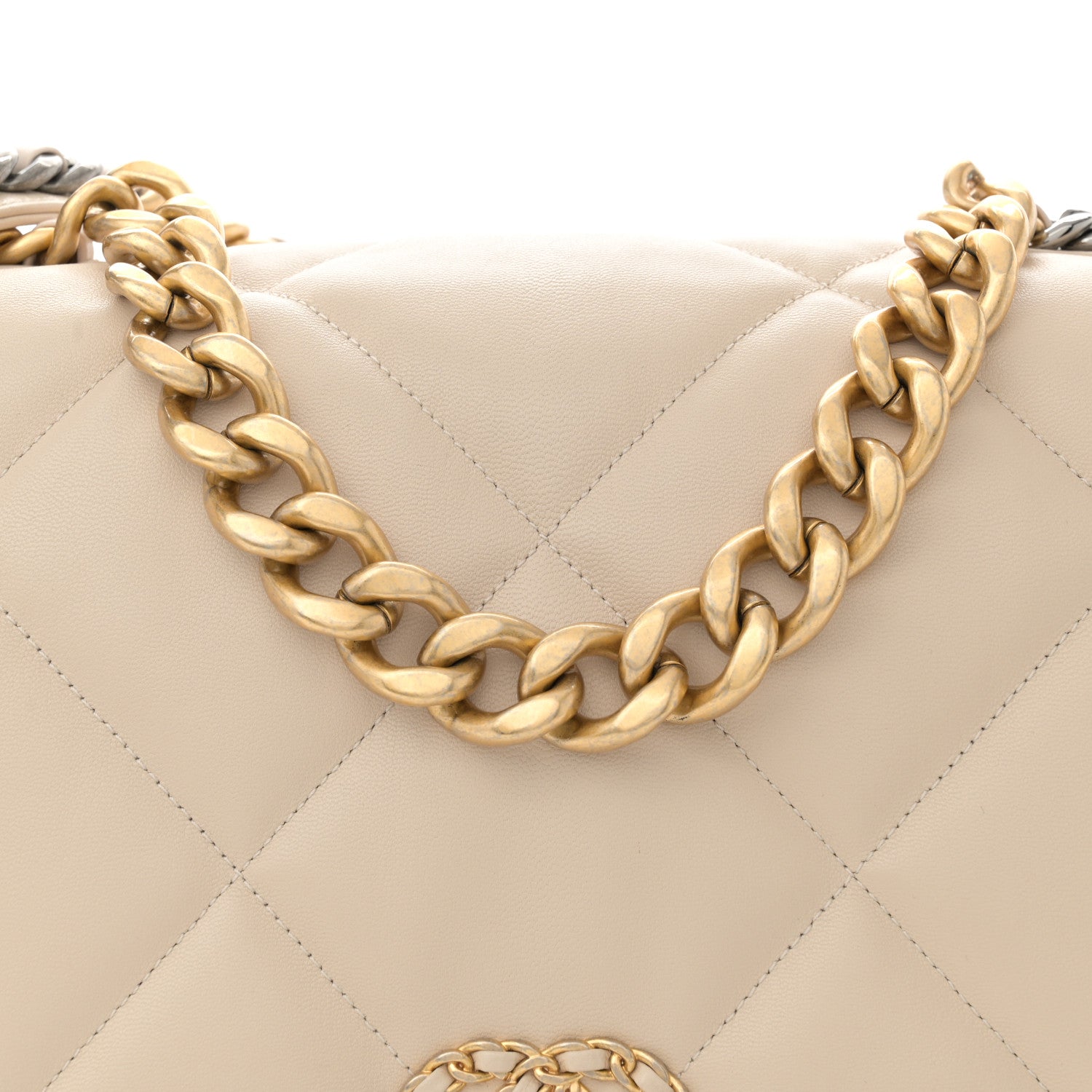 Chanel Lambskin Quilted Maxi Chanel 19 Flap Light Beige 8 of 12