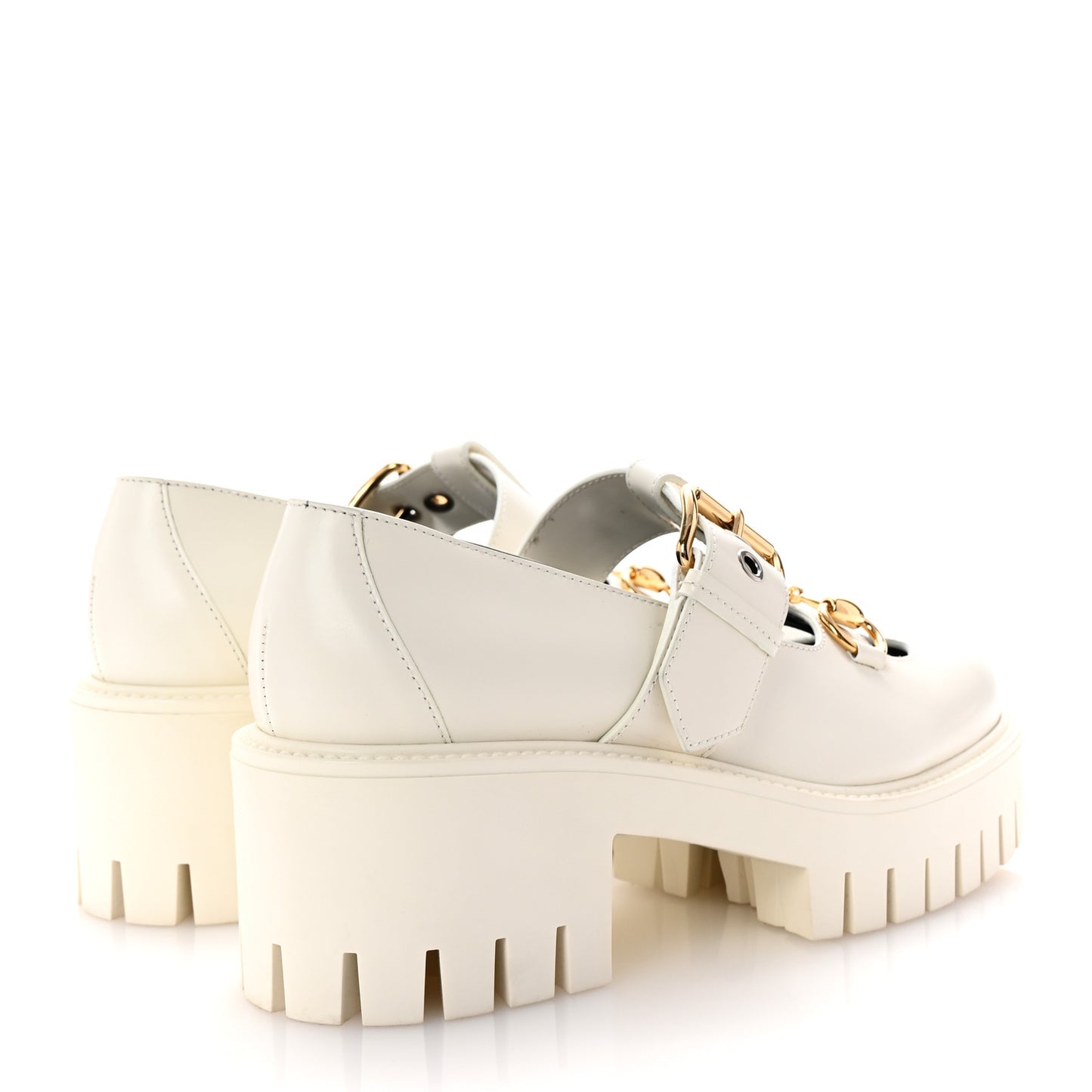 Cordovan Lux Womens Horsebit Platform Mary Jane Loafers 37.5 Off White