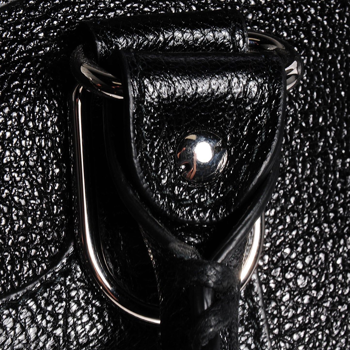 Chevre Silver Metallic Edge Hardware City Black