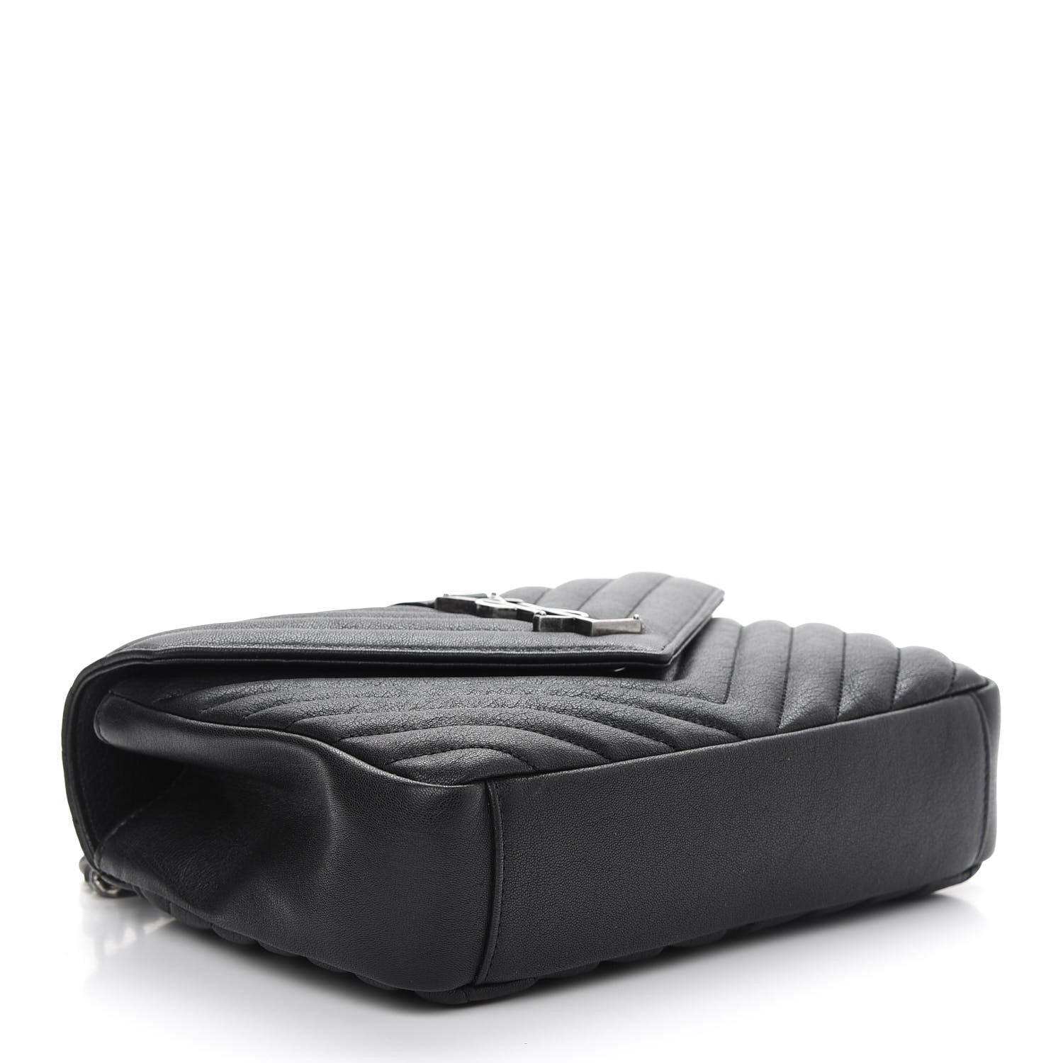 Saint Laurent Sheepskin Matelasse Chevron Monogram Medium College Bag Black 4 of 8
