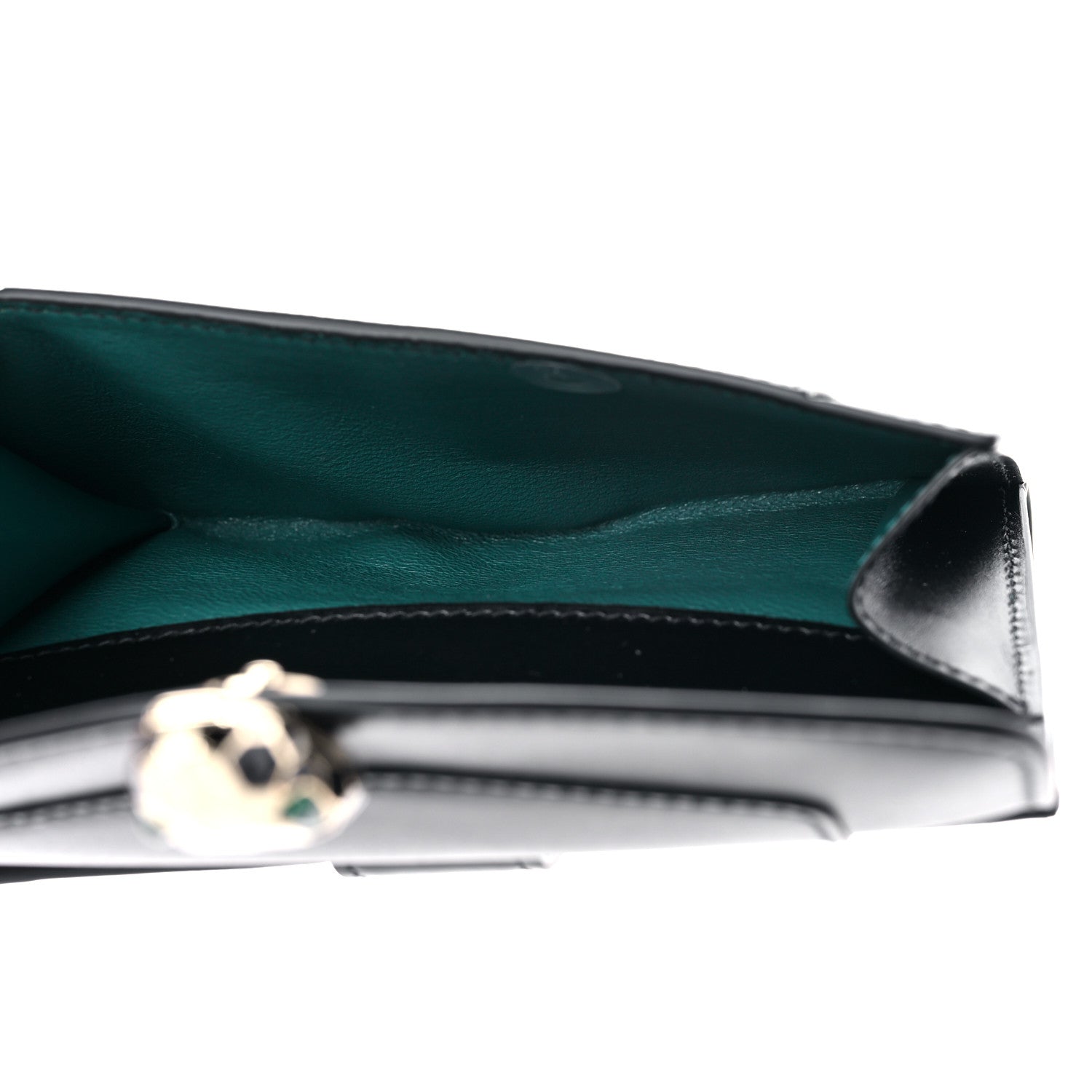 Bulgari Calfskin Serpenti Forever Wallet Black Emerald Green 5 of 10