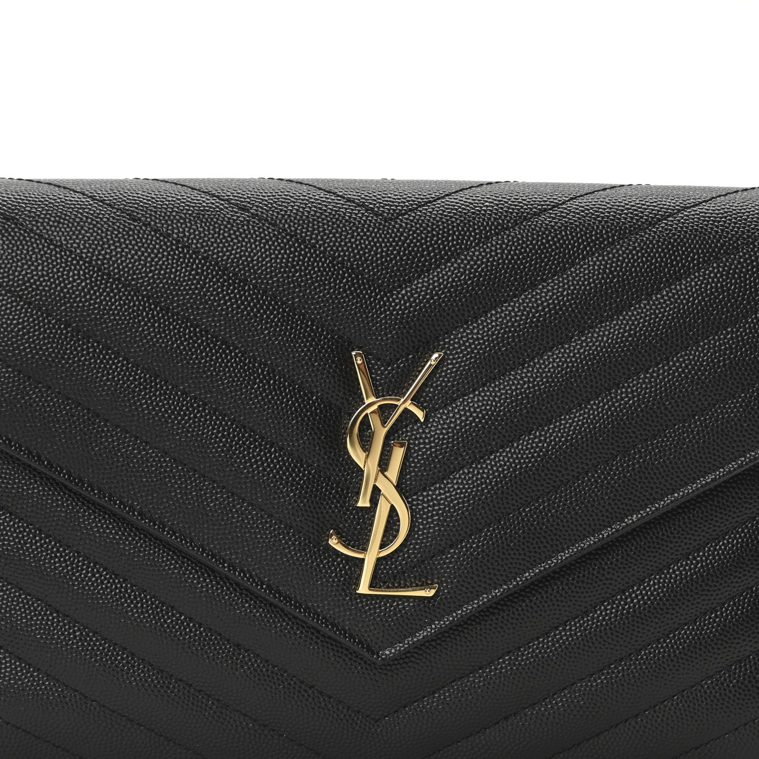 Saint Laurent Grain De Poudre Matelasse Chevron Monogram Envelope Clutch Black 7 of 10