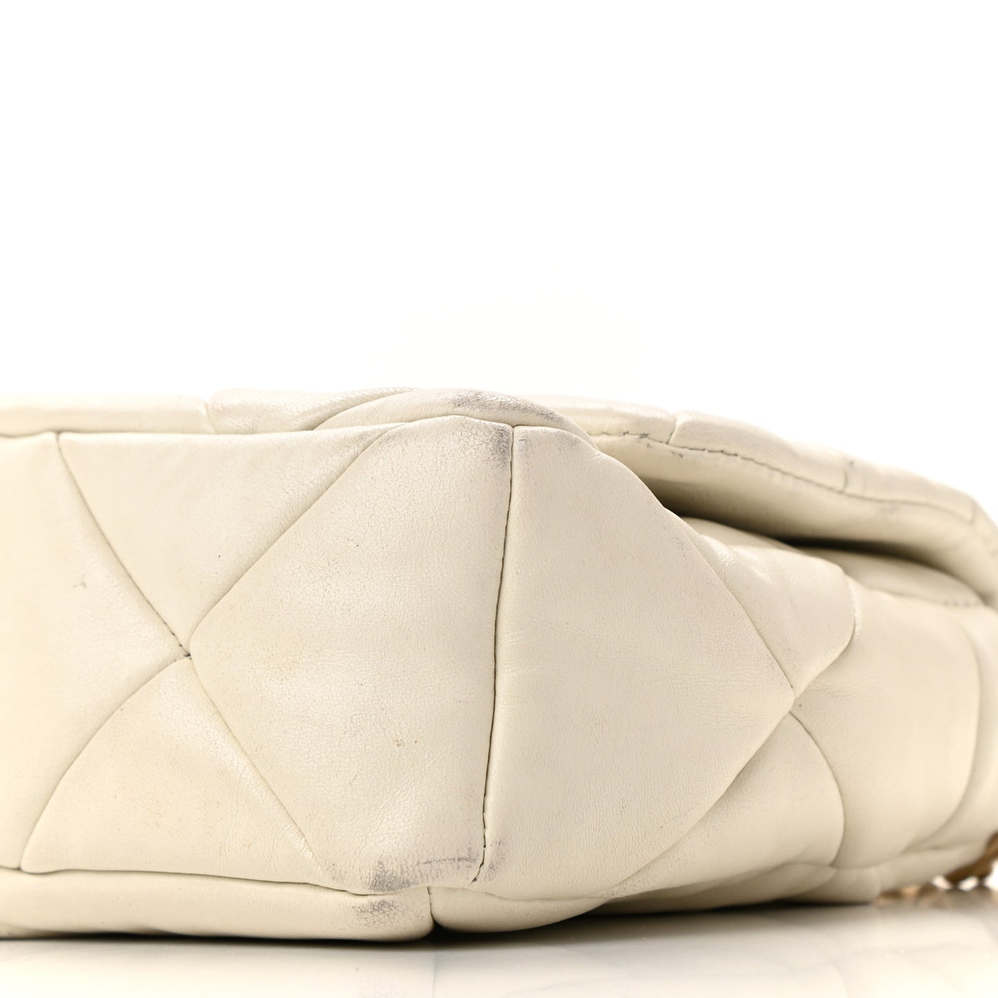 Nappa Re-Nylon Triangle Quilted Patchwork System Flap Shoulder Bag White