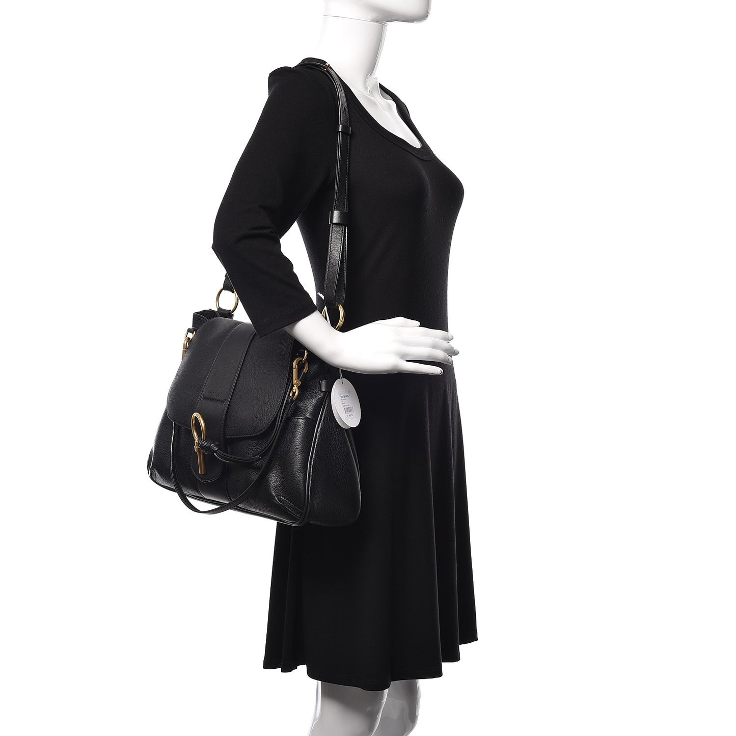 Grained Lambskin Calfskin Medium Lexa Shoulder Bag Black