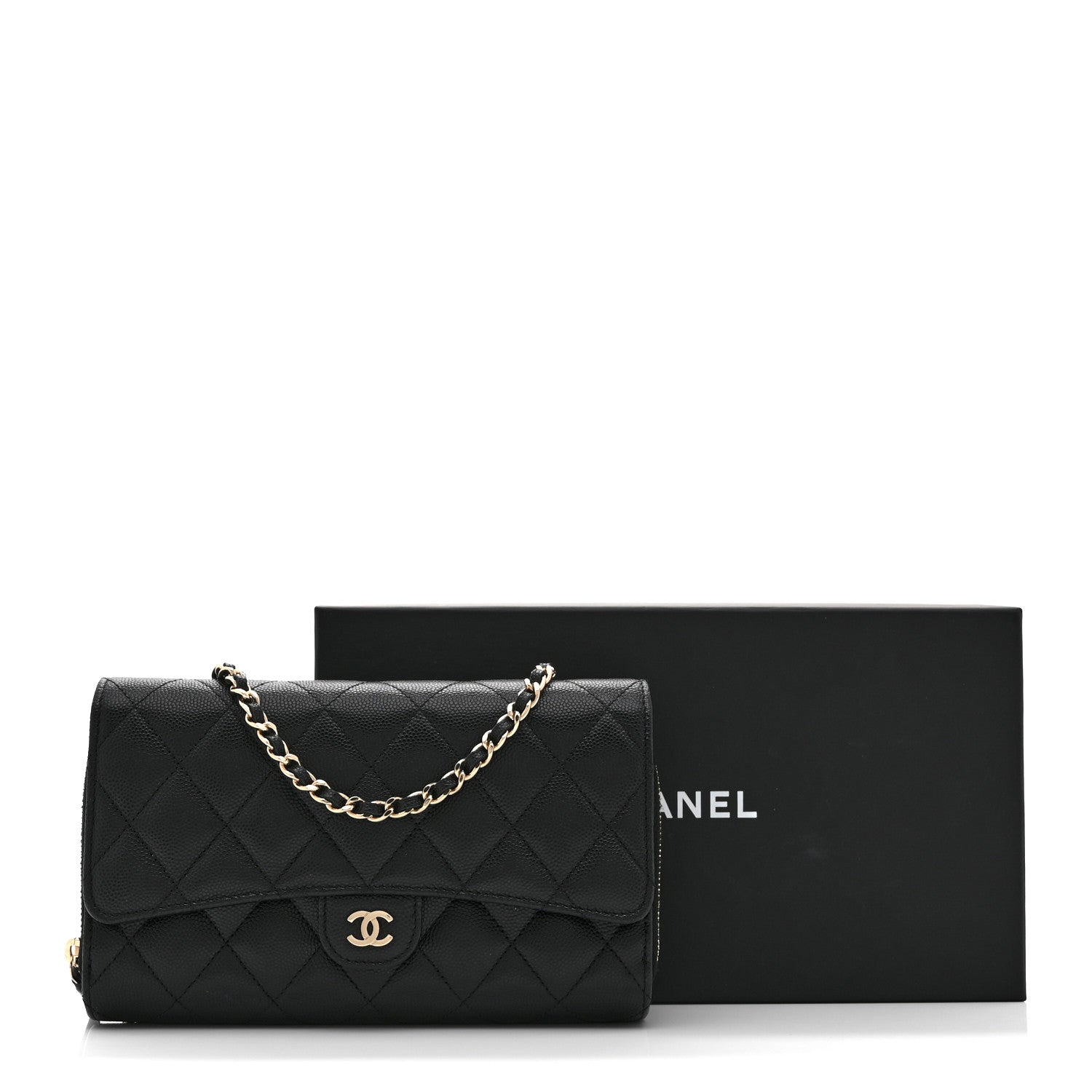 Chanel Caviar Quilted Phone Holder Wallet on Removable Chain Black 12 of 12