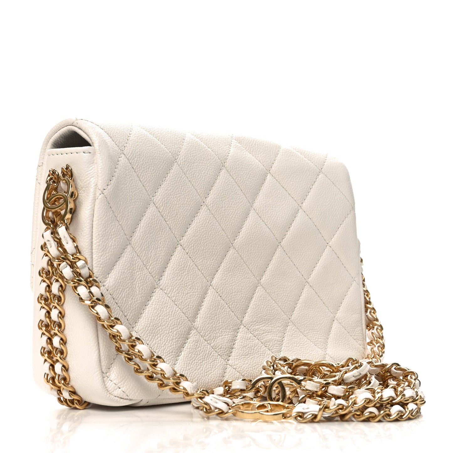 Caviar Quilted Mini CC You Flap White