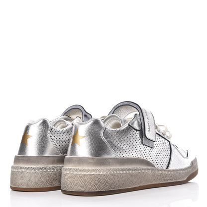 Saint Laurent Calfskin Perforated Womens SL24 Sneakers 39 Argento 4 of 9