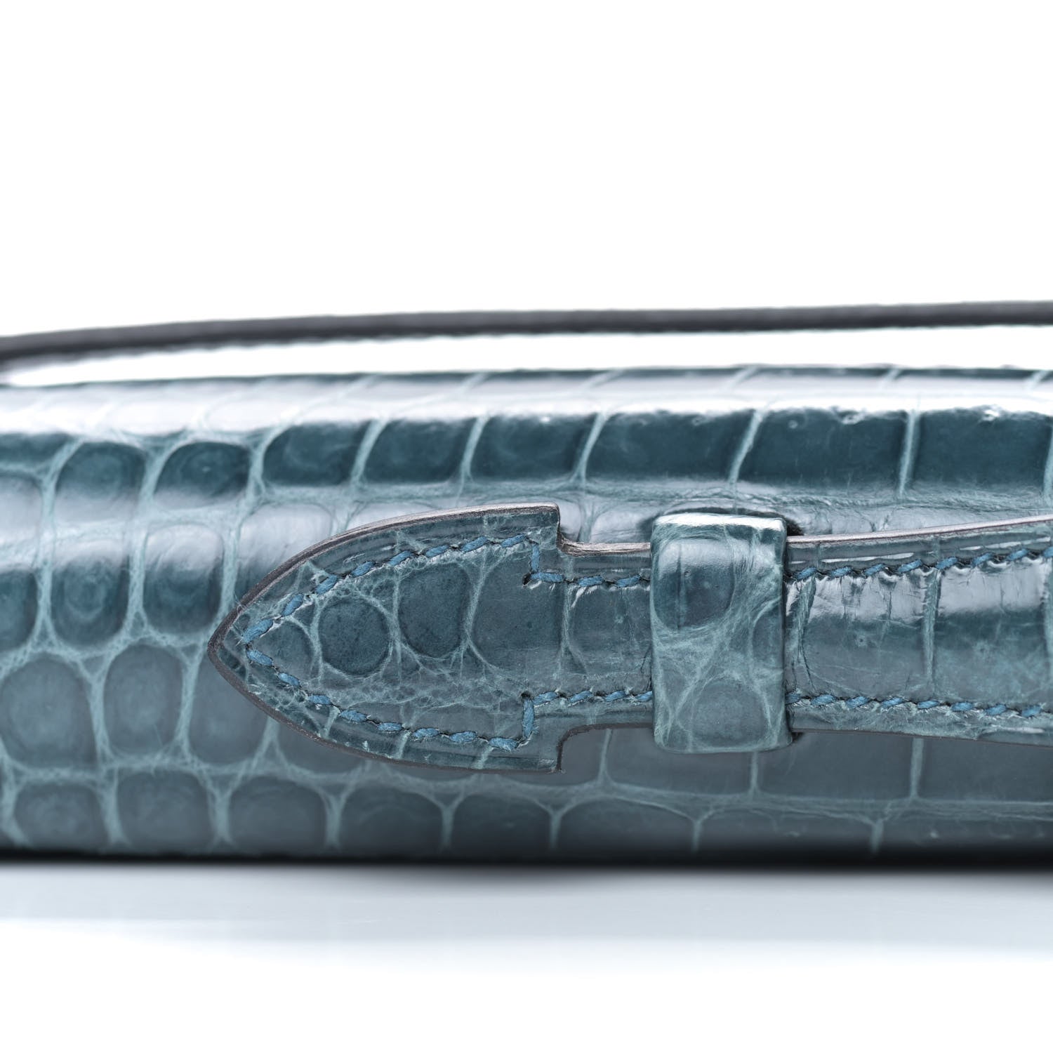 Hermes Shiny Porosus Crocodile Kelly Cut Pochette Colvert 7 of 23