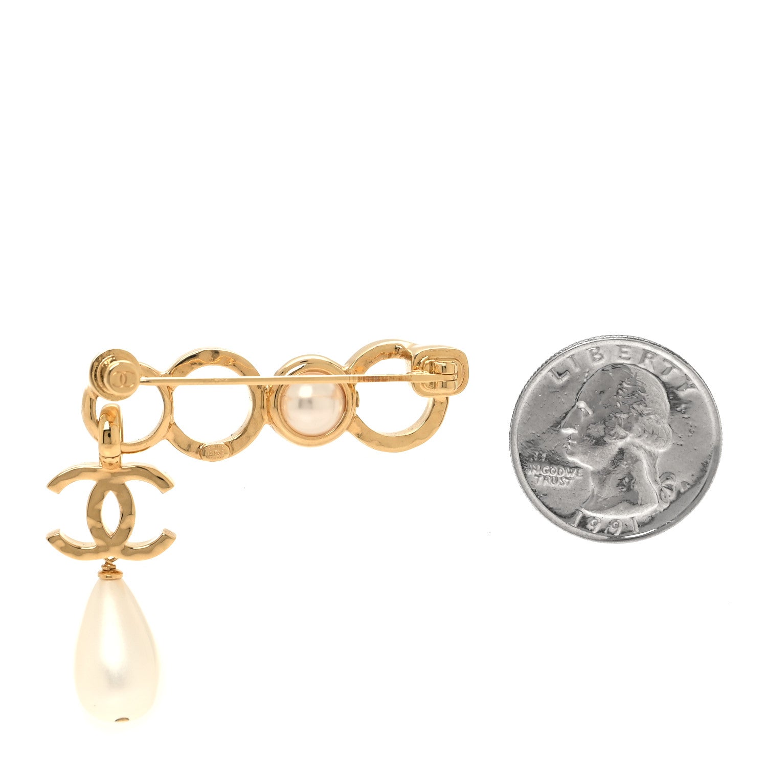 Chanel Pearl Coco Brooch Gold 2 of 4