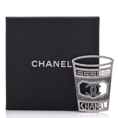 Chanel Crystal CC Greek Cup Brooch Silver Blue 7 of 7