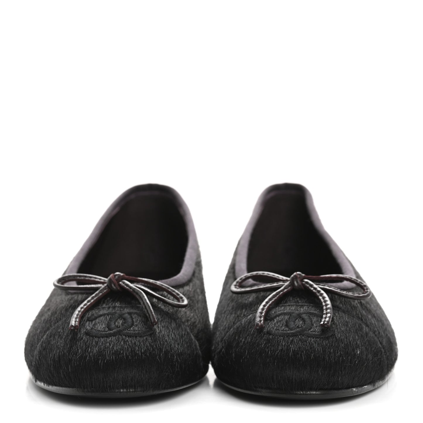Pony Hair Cap Toe CC Ballerina Flats 38 Dark Burgundy Black