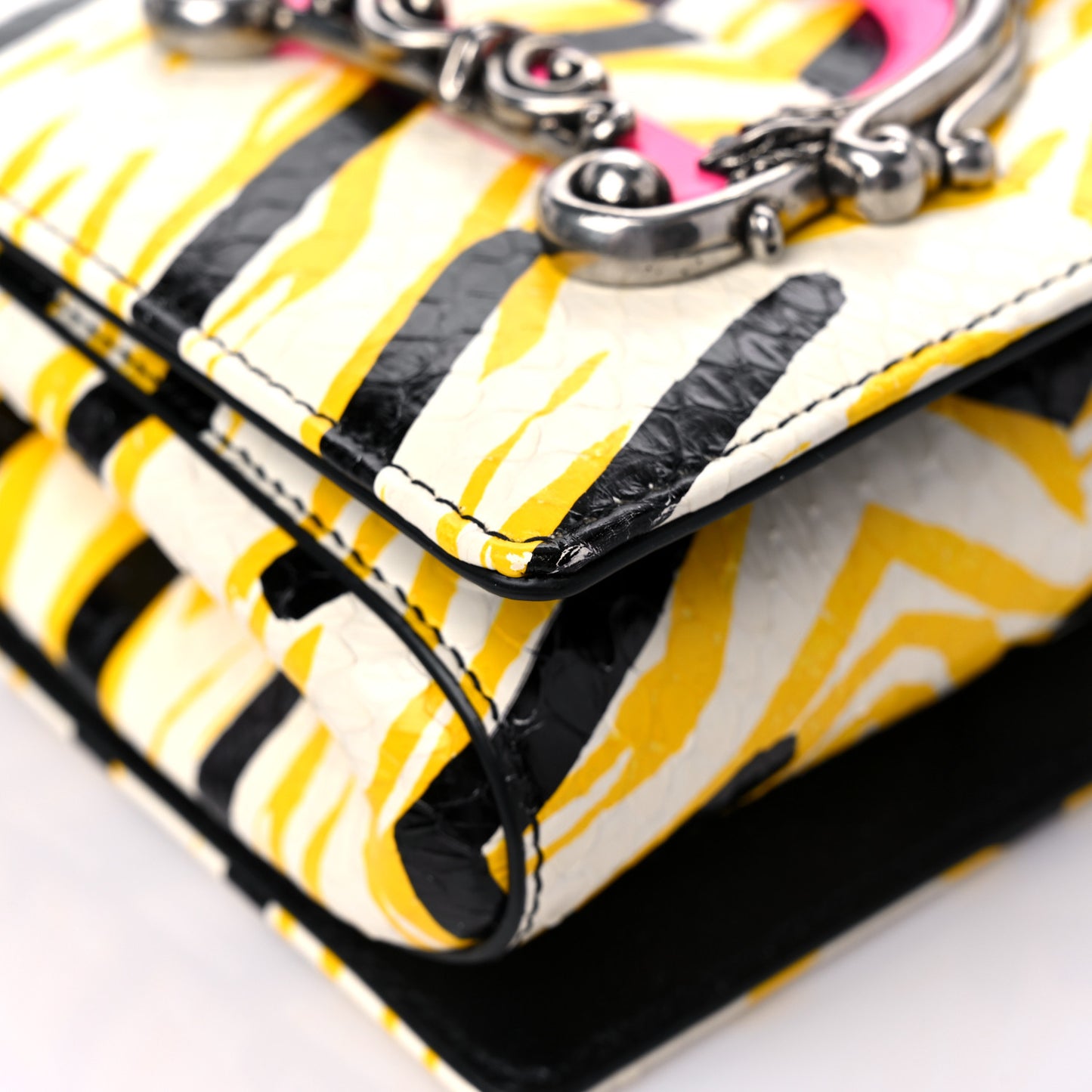 Printed Elaphe DG Girls Shoulder Bag White Multicolor