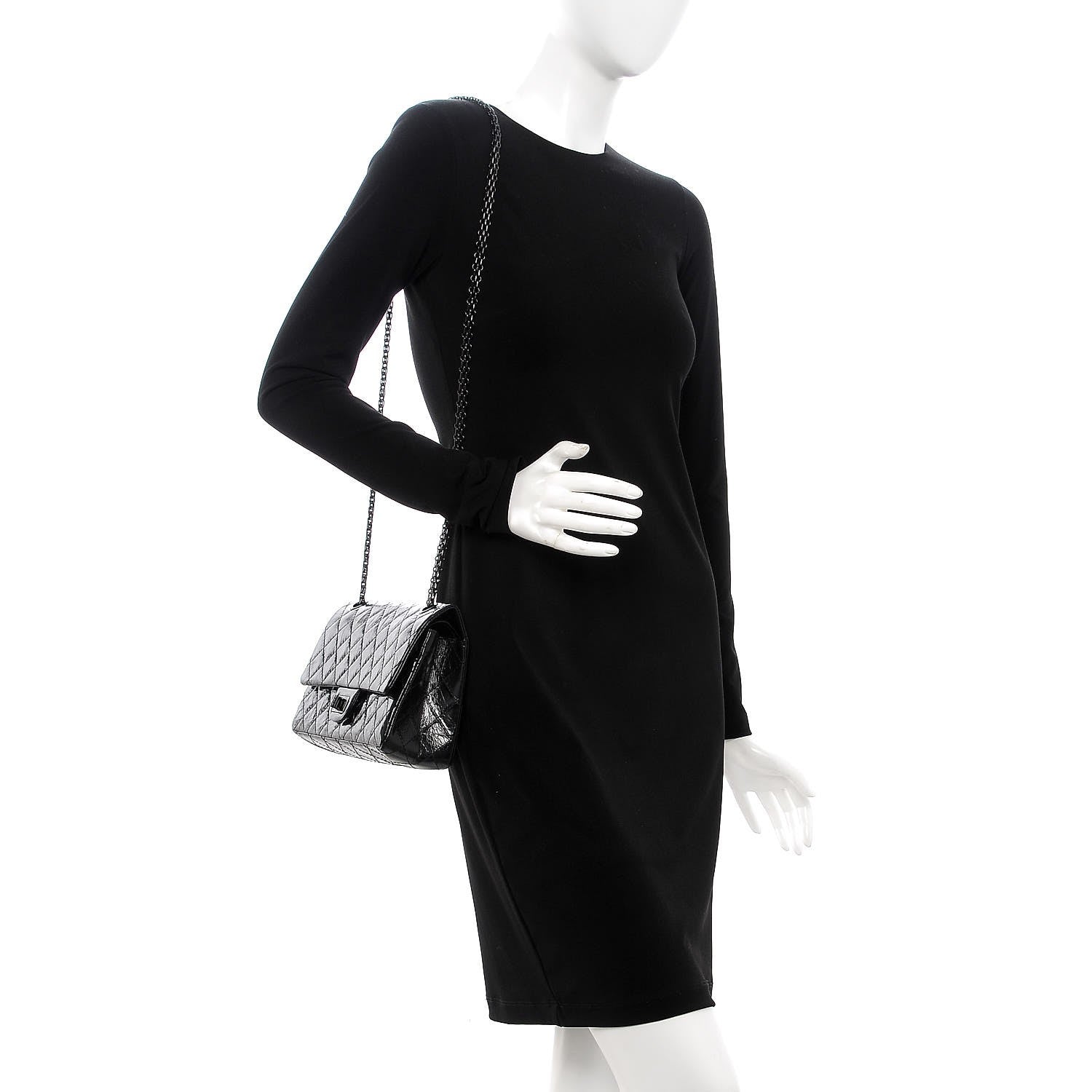 Chanel Glazed Calfskin Quilted 2.55 Reissue 225 Flap Black 2 of 9