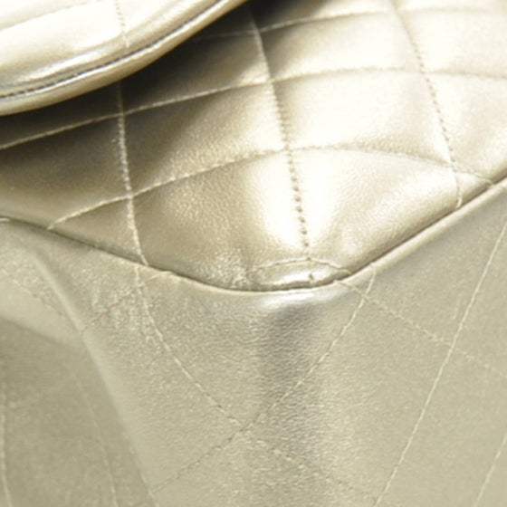 Lambskin Quilted Jumbo Flap Metallic Bronze
