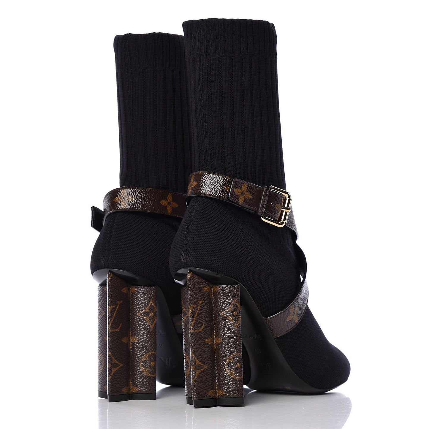 Monogram Stretch Fabric Silhouette Ankle Boots 40 Black