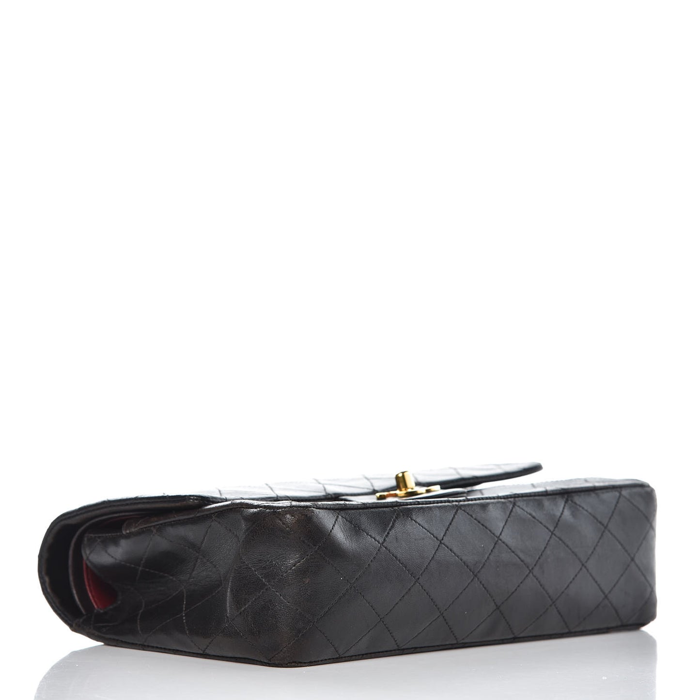 Lambskin Quilted Medium Double Flap Black