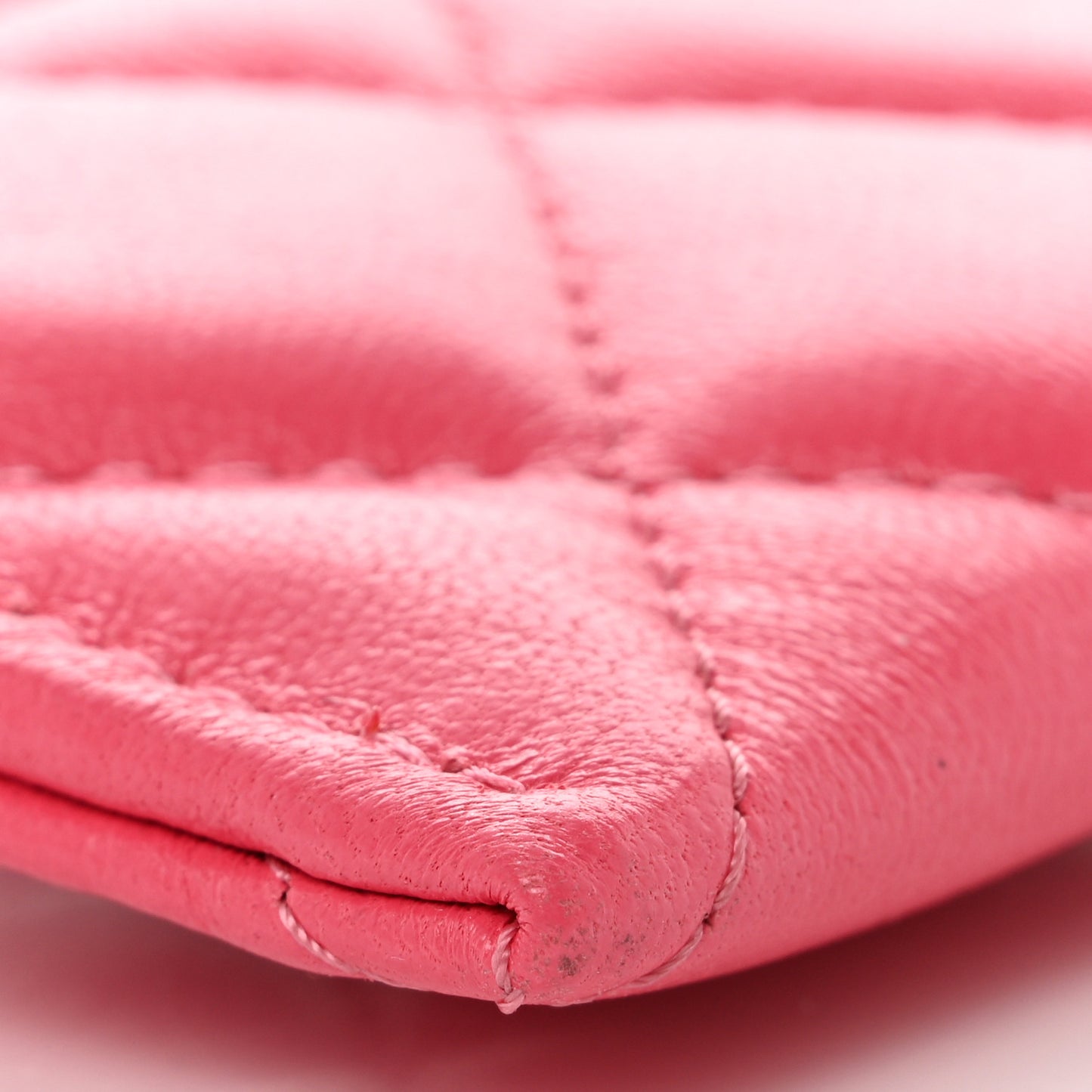 Lambskin Plexiglass Quilted Coco Love Card Holder Pink