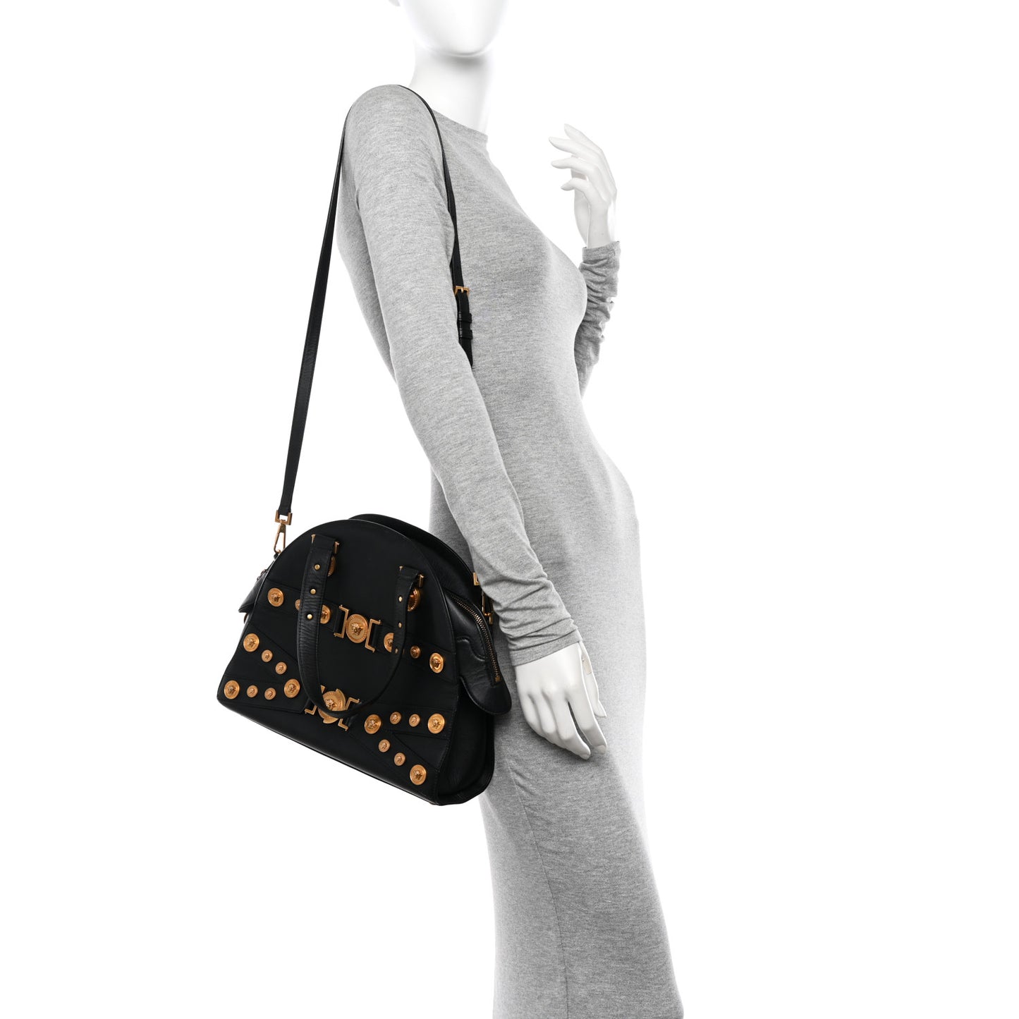 Calfskin Medallion Tribute Bowling Bag Black