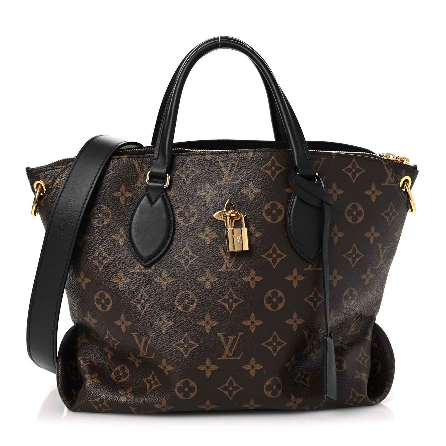 Monogram Flower Zipped Tote MM Black