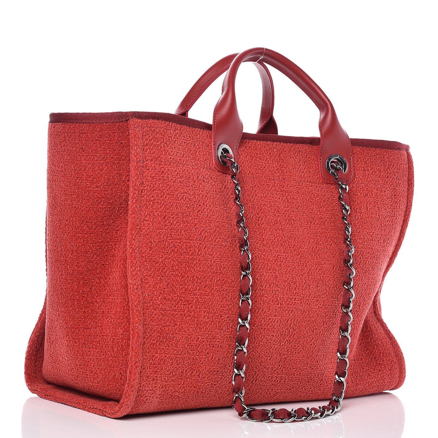 Lurex Boucle Large Deauville Tote Red