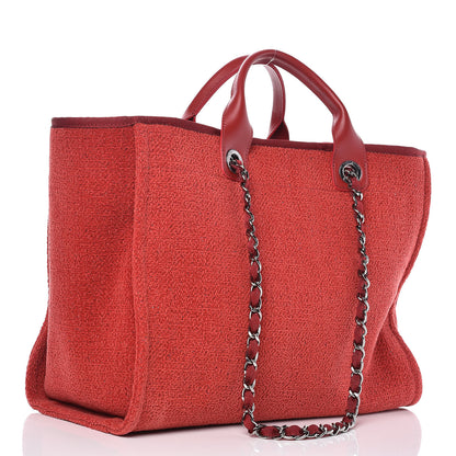 Chanel Lurex Boucle Large Deauville Tote Red 3 of 10