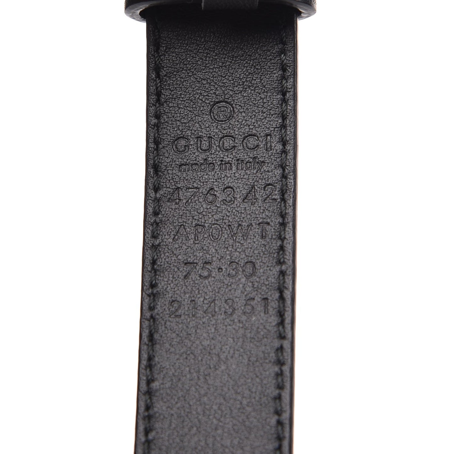 Calfskin Pearl Double G 20mm Belt 75 30 Black Cream