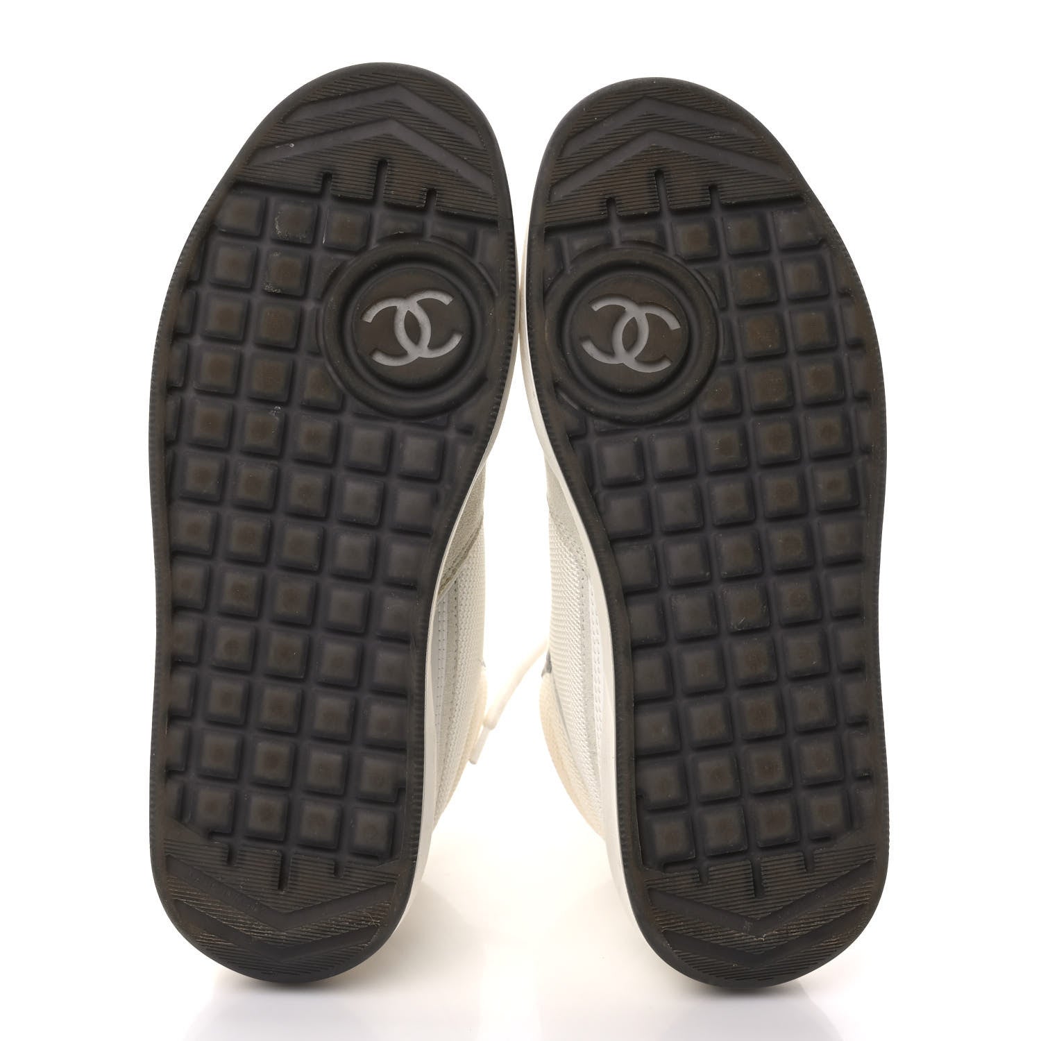 Chanel Suede Fabric Grained Calfskin Womens CC High Top Sneakers 39 White 5 of 9