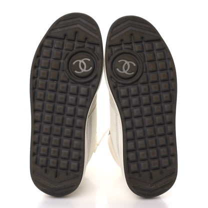 Chanel Suede Fabric Grained Calfskin Womens CC High Top Sneakers 39 White 5 of 9