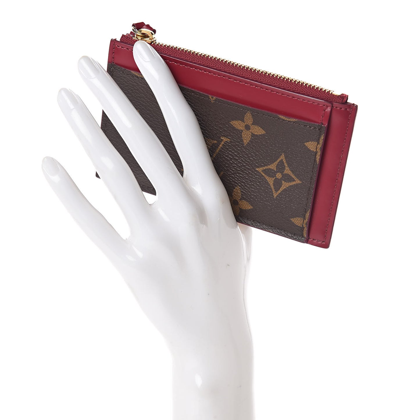 Monogram Zipped Card Holder Fuchsia