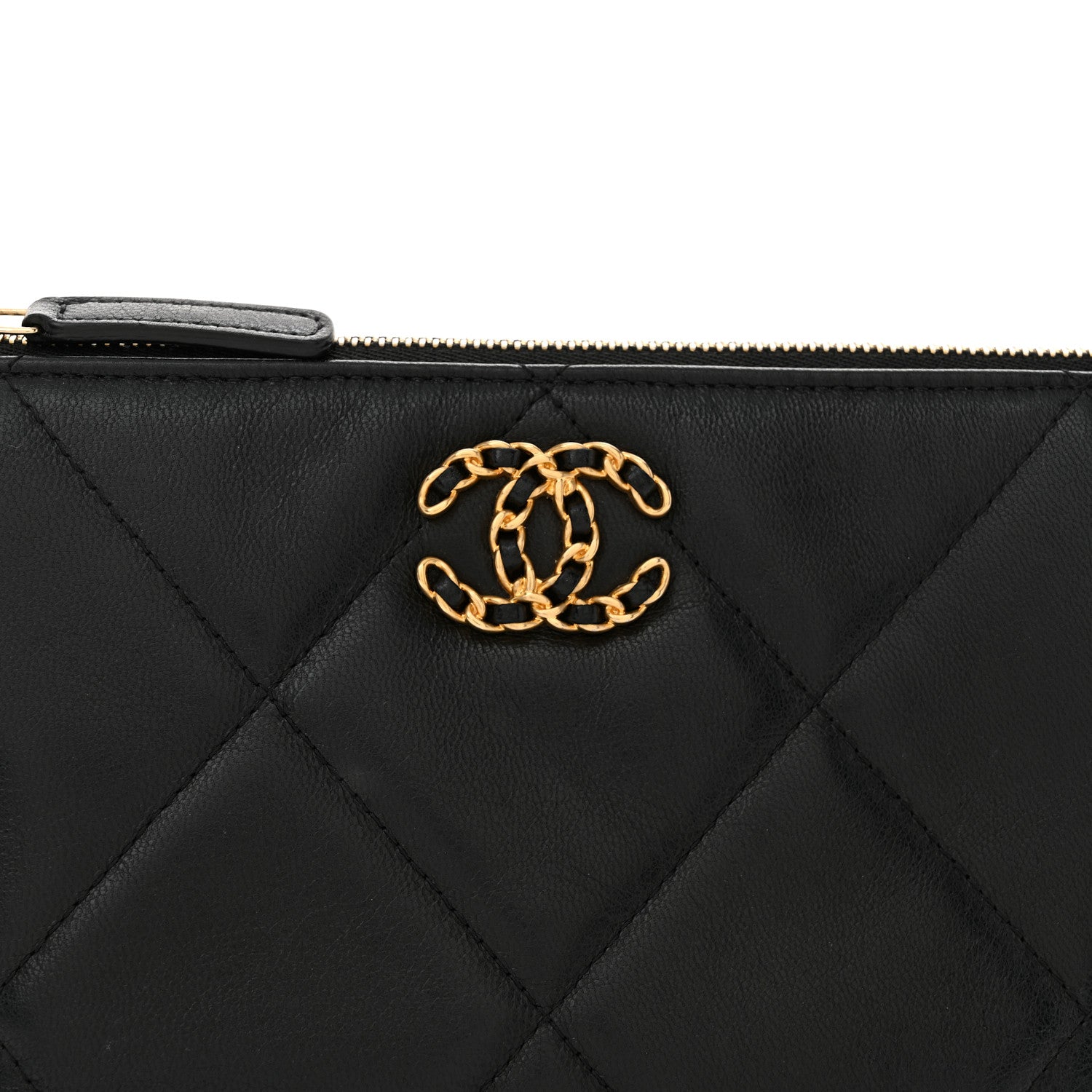 Chanel Shiny Goatskin Quilted Small Chanel 19 Pouch With Handle Black 8 of 10