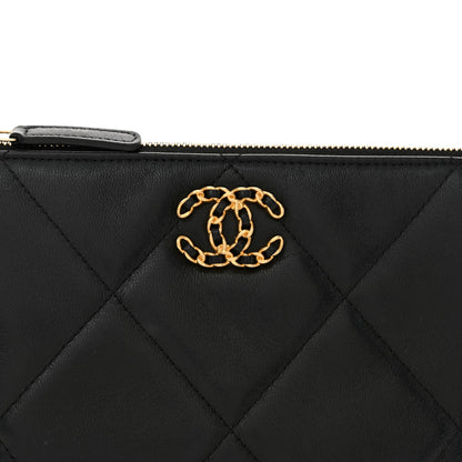 Chanel Shiny Goatskin Quilted Small Chanel 19 Pouch With Handle Black 8 of 10