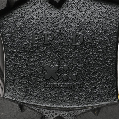 Prada Spazzolato Rois Re-Nylon Metal Triangle Logo Mens Monolith Pouch Pocket 60mm Combat Boots 7.5 Black 8 of 8