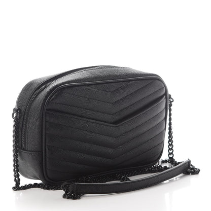 Saint Laurent Grain De Poudre Matelasse Monogram Mini Lou Camera Bag Black 3 of 8