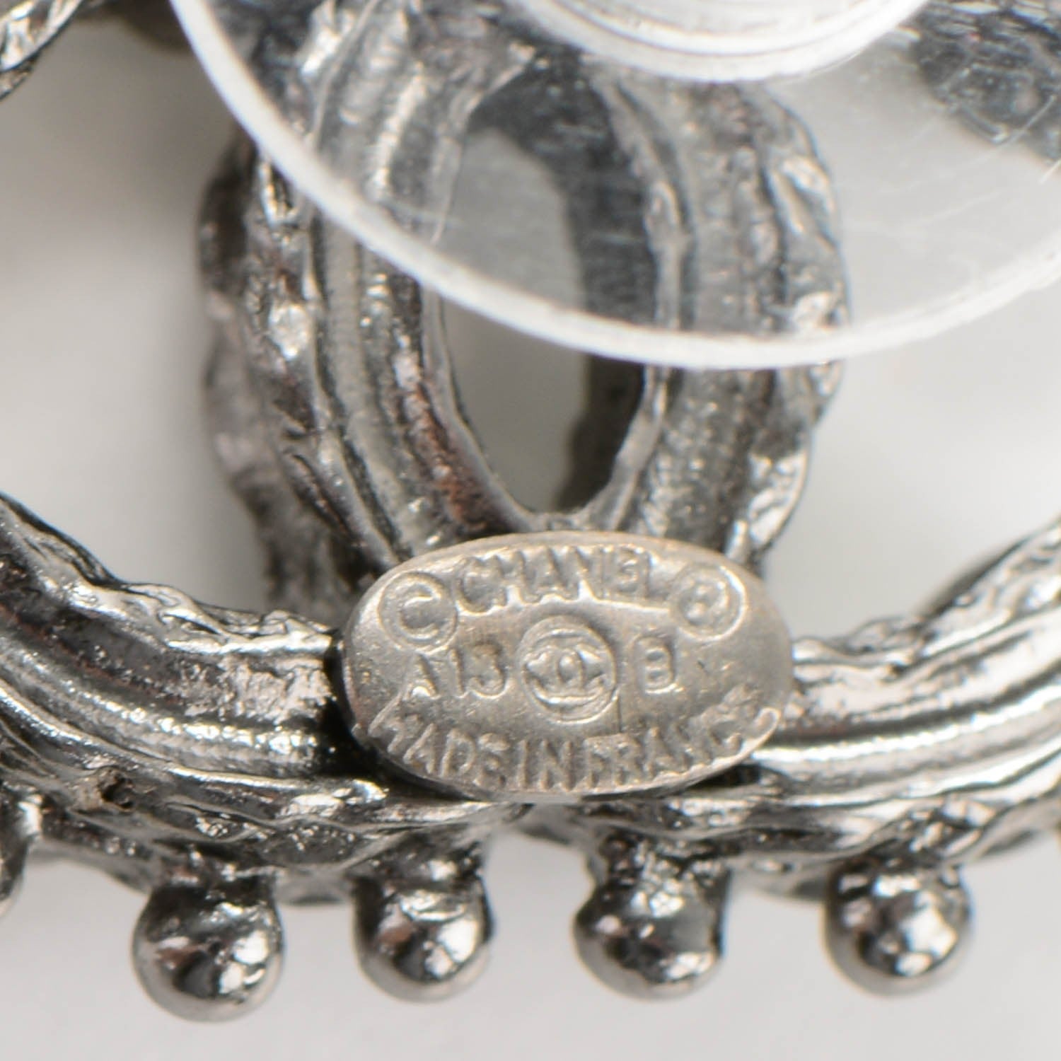 Chanel Crystal CC Earrings Silver 4 of 4