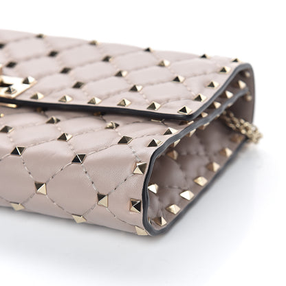 Valentino Garavani Lambskin Rockstud Spike Wallet on Chain Poudre 9 of 9