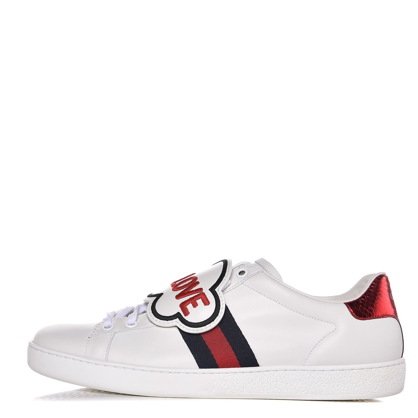 Calfskin Ayers Web Blind for Love Embroidered Ace Sneakers 40.5 White