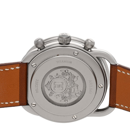 Hermes Titanium Barenia 41mm Chronograph Arceau Automatic Watch Cognac 4 of 5