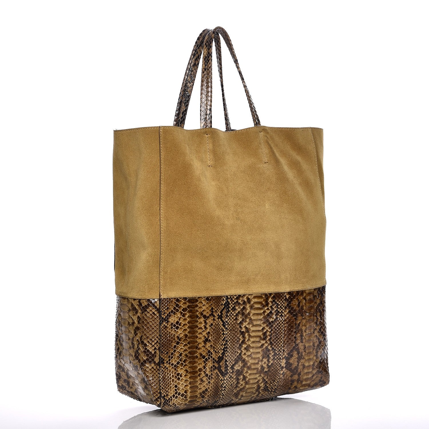 Celine Python Suede Vertical Bi-Cabas Khaki 4 of 11