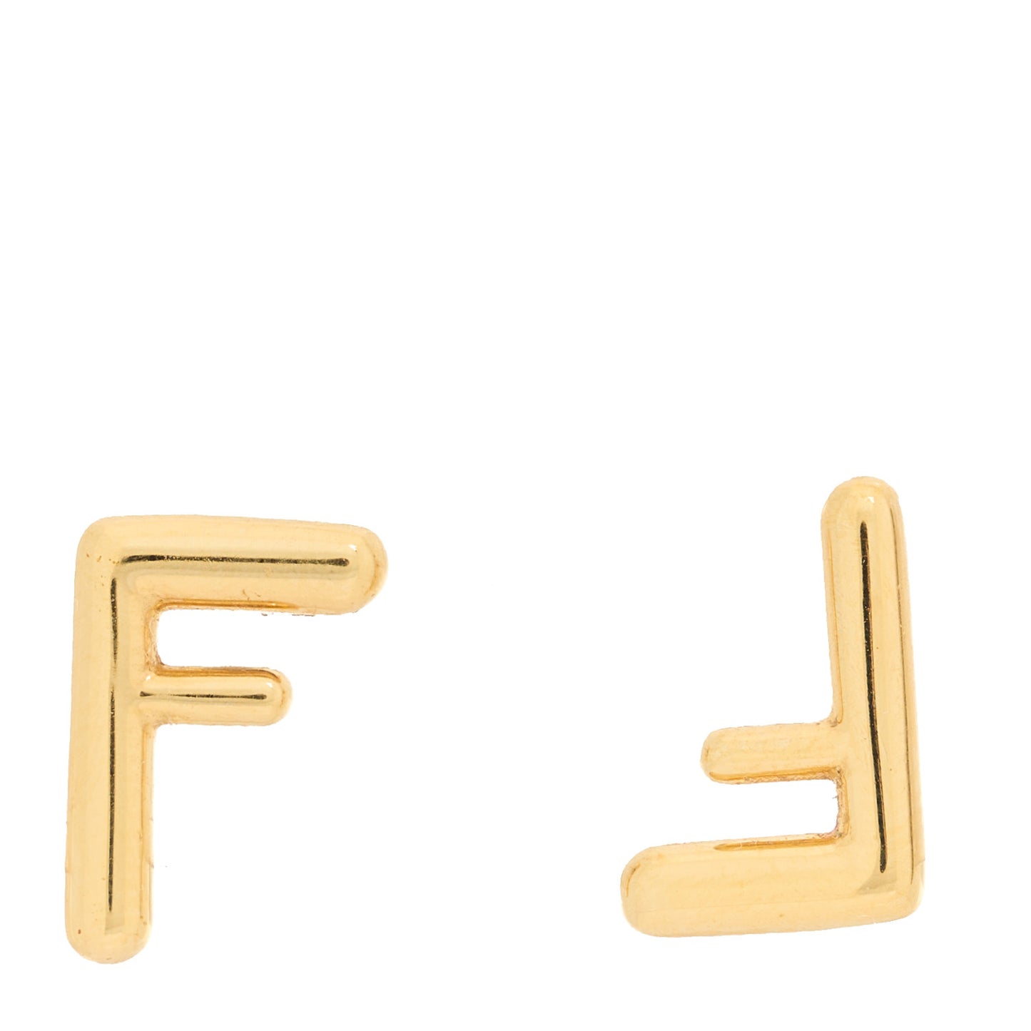 Metal FF Stud Earrings Gold