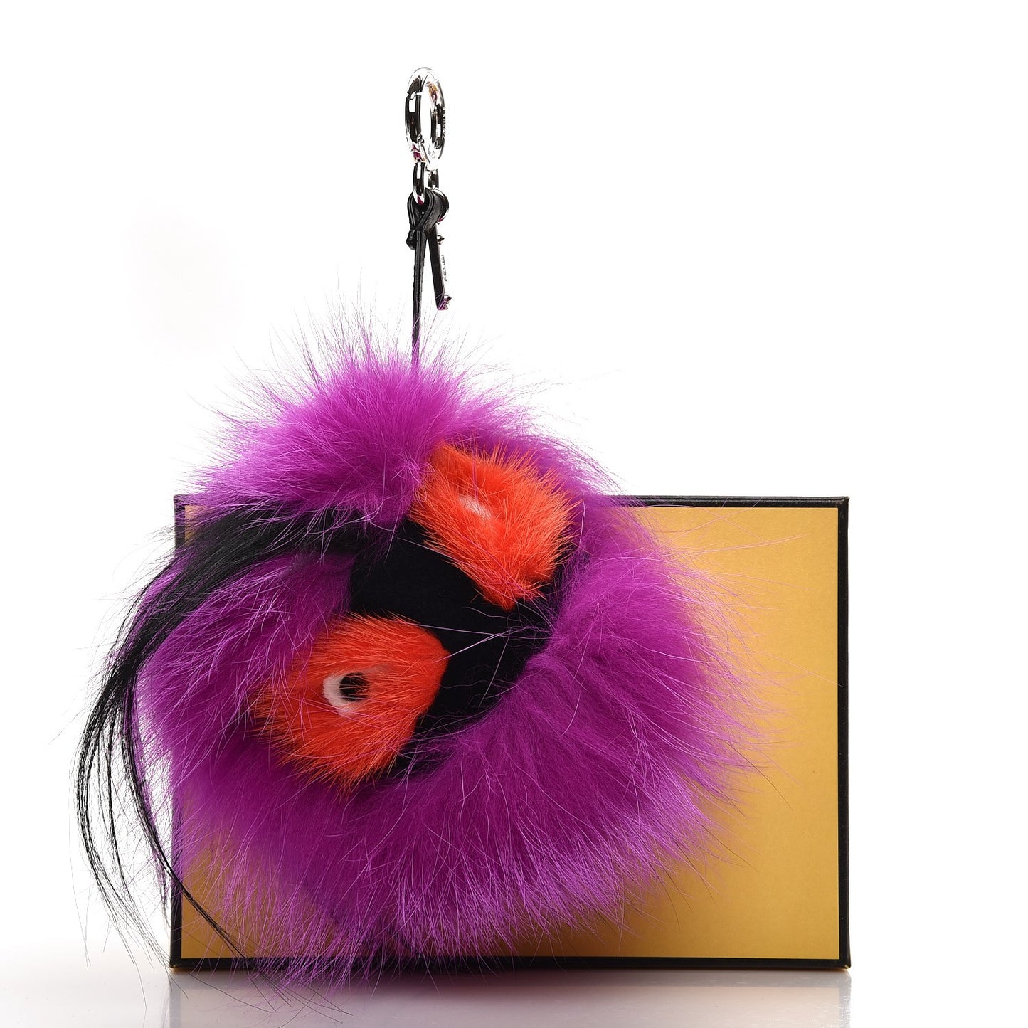 Fox Mink Goat Fur Oret Monster Bag Bug Charm Orchid Black