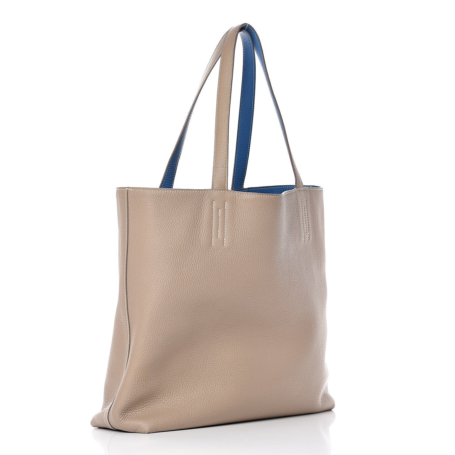 Hermes Taurillon Clemence Double Sens 36 Reversible Tote Mykonos Gris Tourterelle 4 of 21