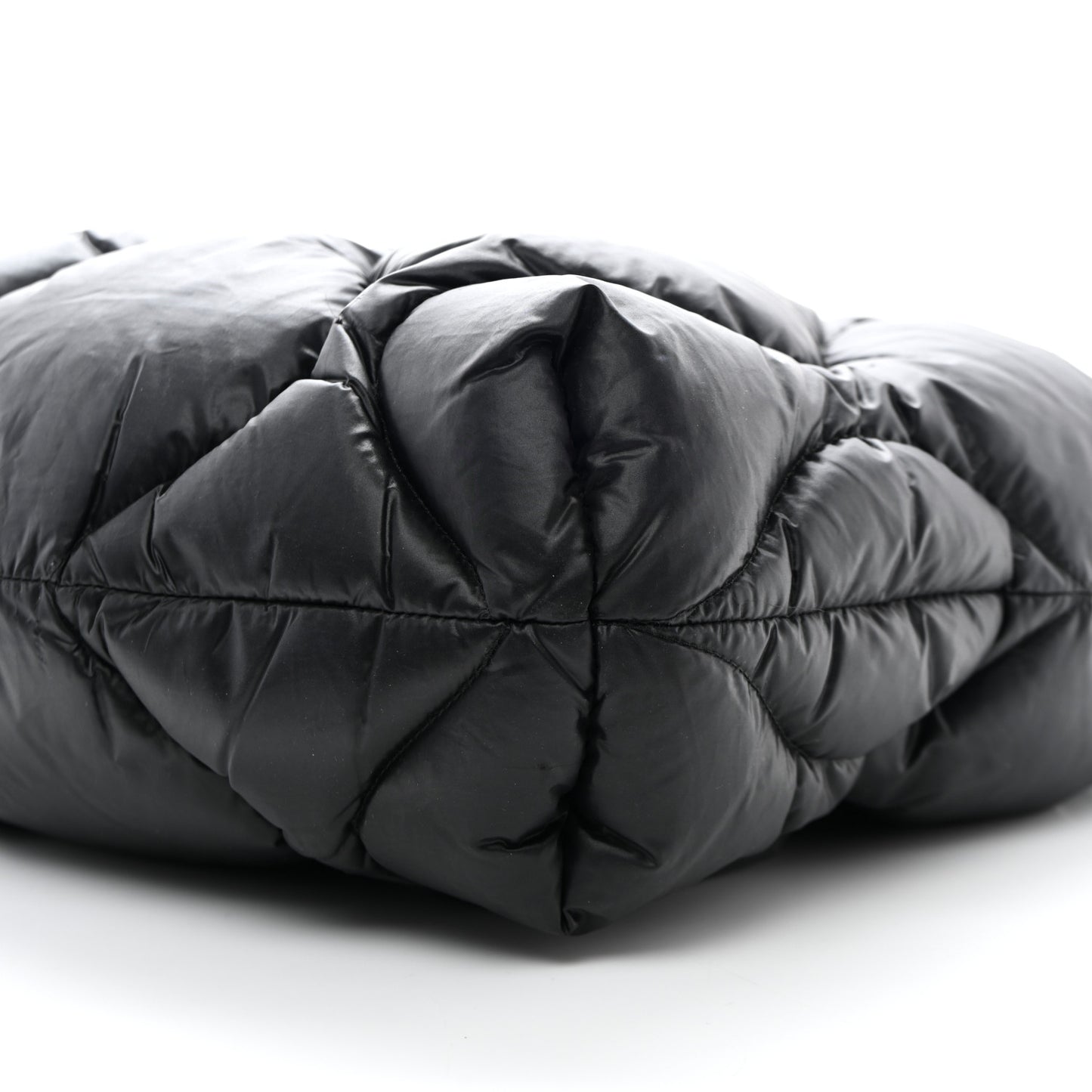 Padded Nylon Quilted Tote Black